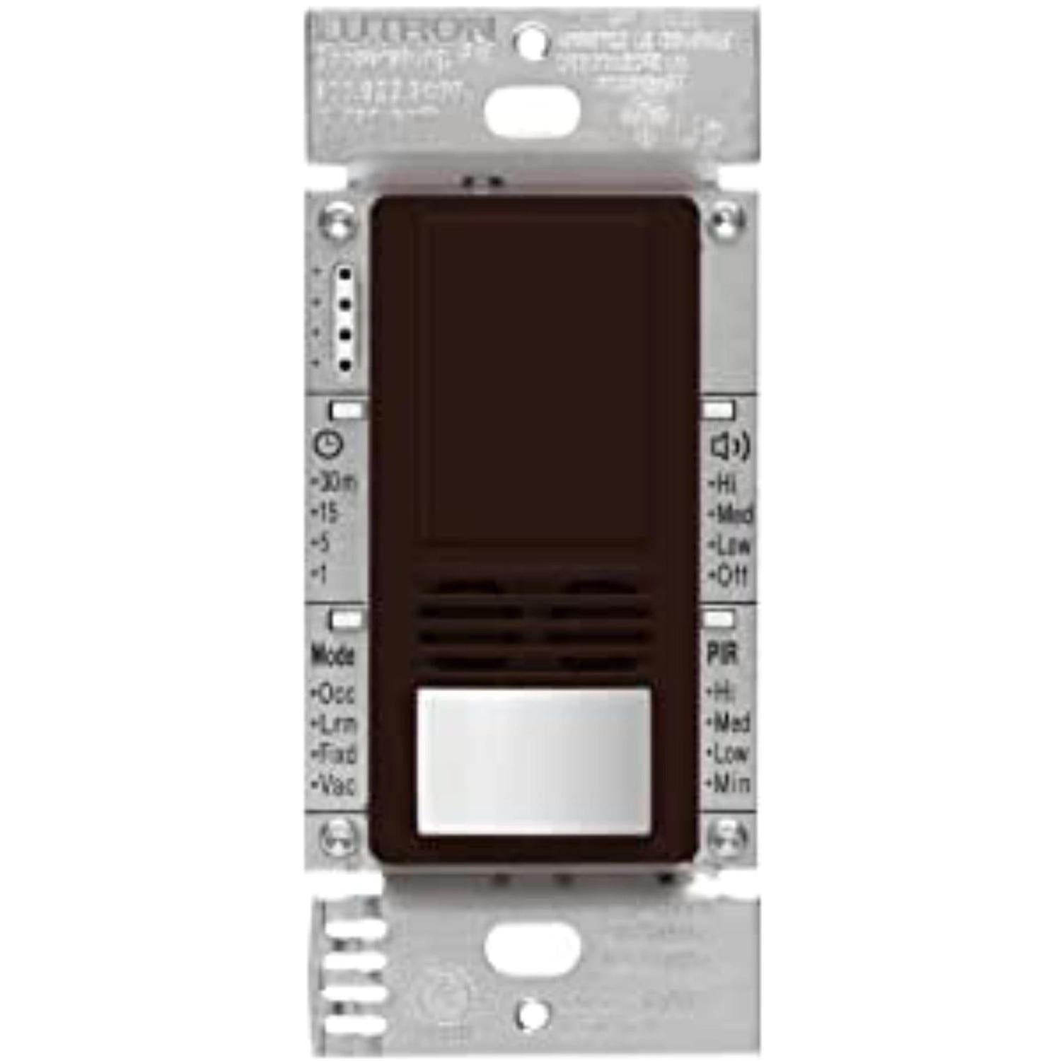 Lutron MS-B102-V-BR Maestro Dual-Technology Vacancy Motion Single Pole/3-Way Sensor Switch - 120-277V - Finish: Brown