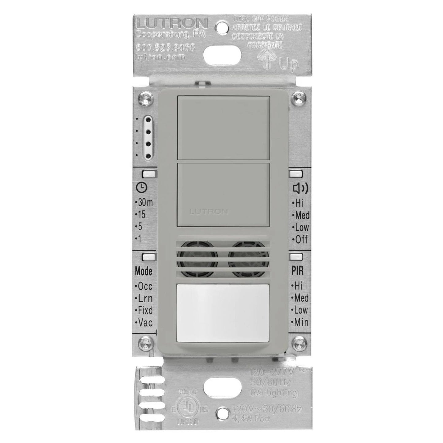 Lutron MS-B202-GR Maestro Dual Circuit Dual-Technology Motion Single Pole And 3-Way Sensor Switch - 120-277V - Finish: Gray