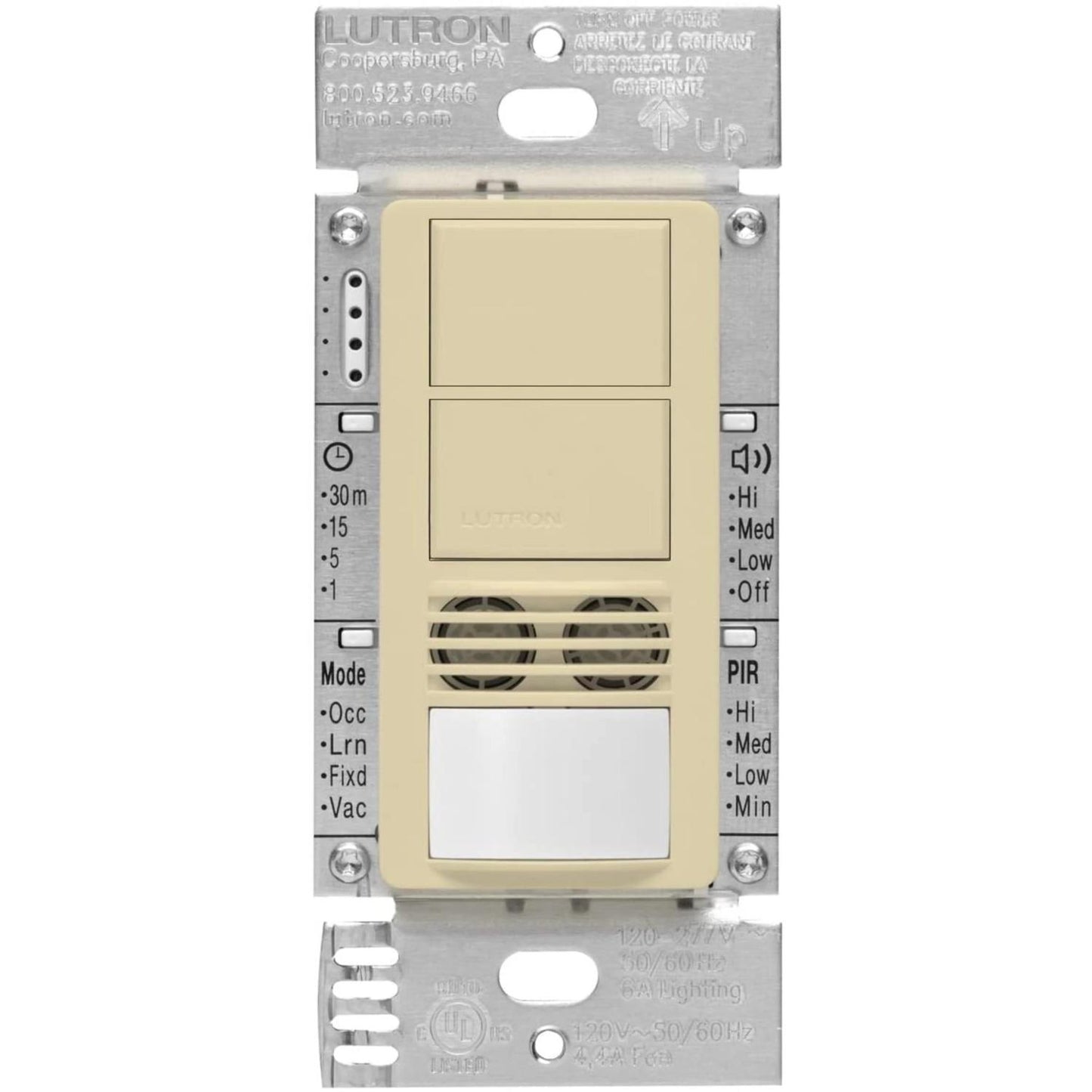 Lutron MS-B202-IV Maestro Dual Circuit Dual-Technology Motion Single Pole And 3-Way Sensor Switch - 120-277V - Finish: Ivory