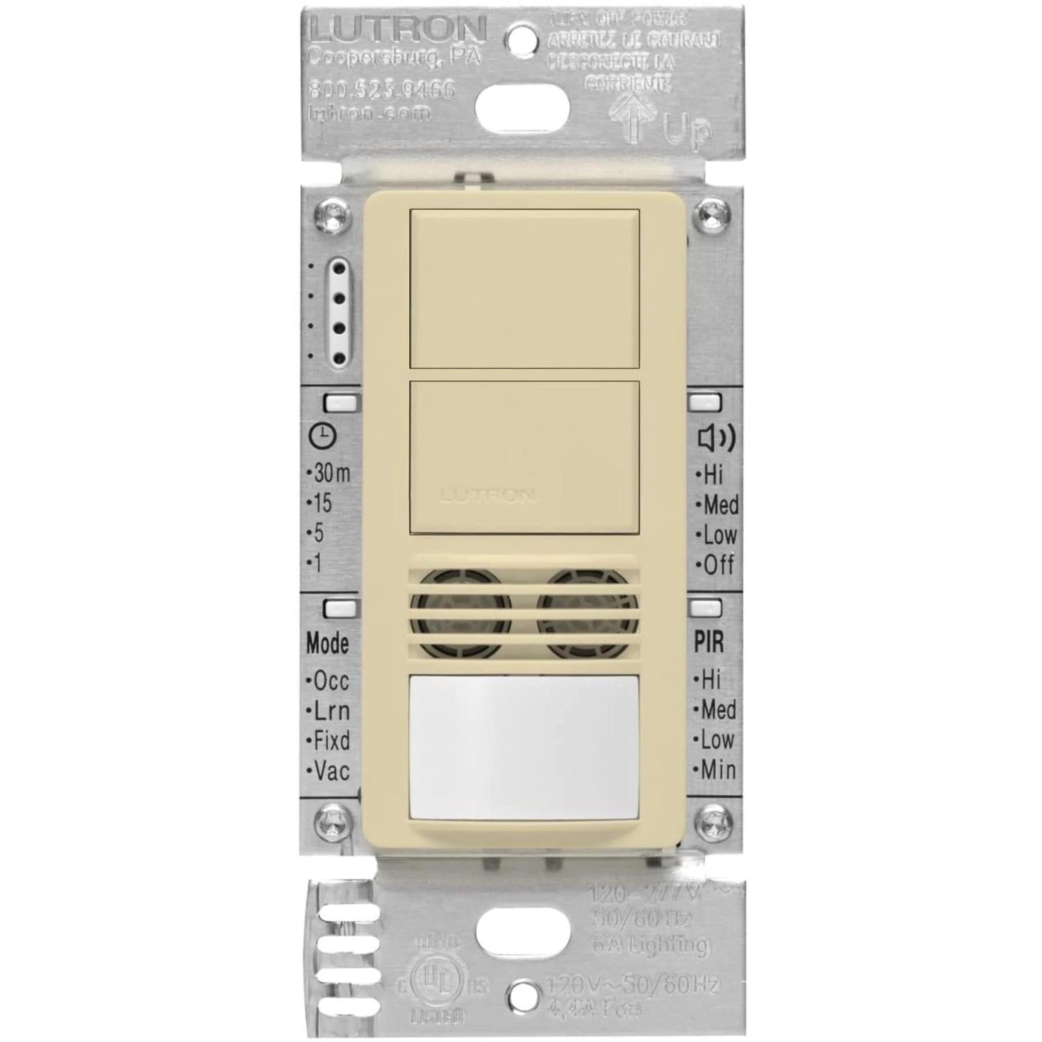 Lutron MS-B202-IV Maestro Dual Circuit Dual-Technology Motion Single Pole And 3-Way Sensor Switch - 120-277V - Finish: Ivory