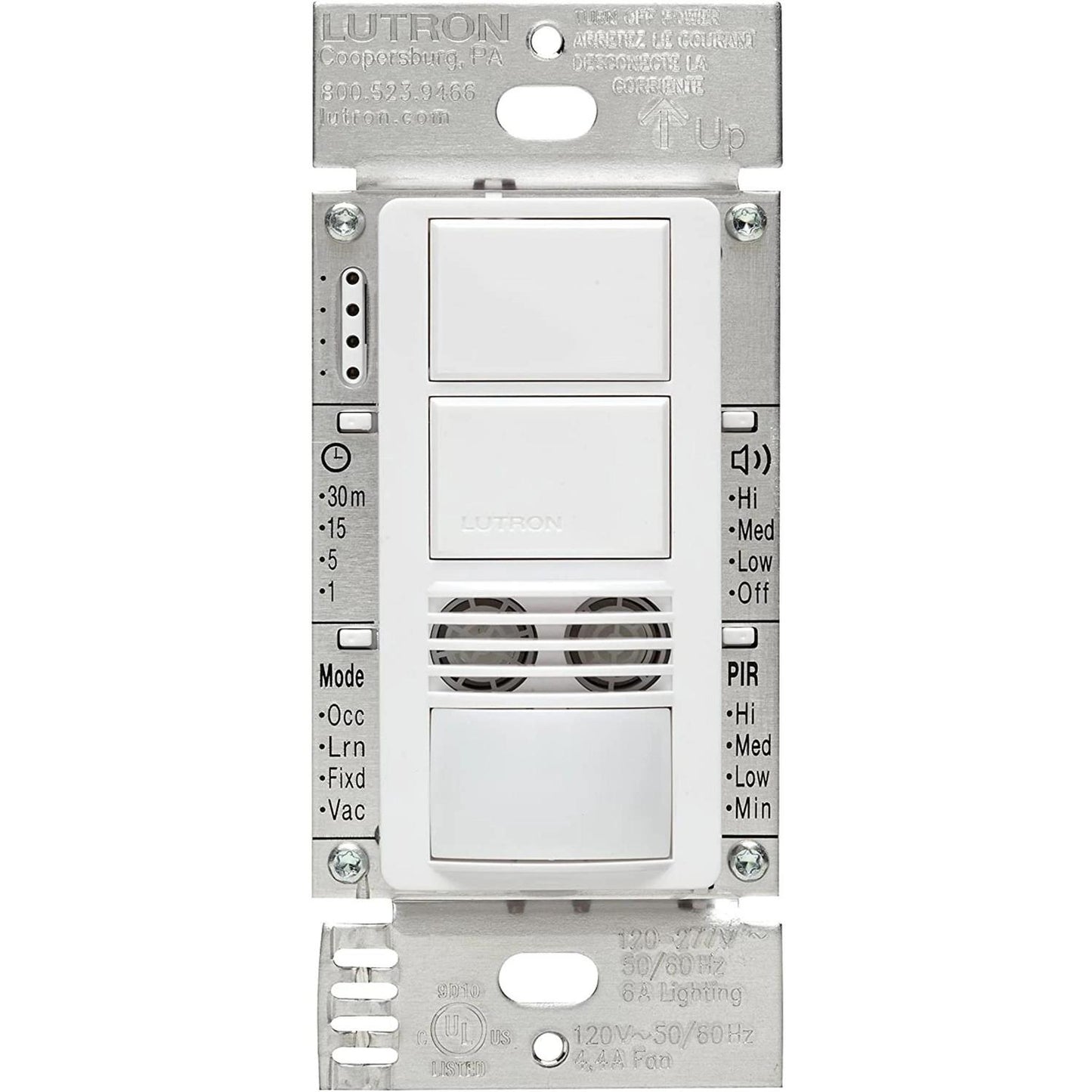 Lutron MS-B202-WH Maestro Dual Circuit Dual-Technology Motion Single Pole And 3-Way Sensor Switch - 120-277V - Finish: White