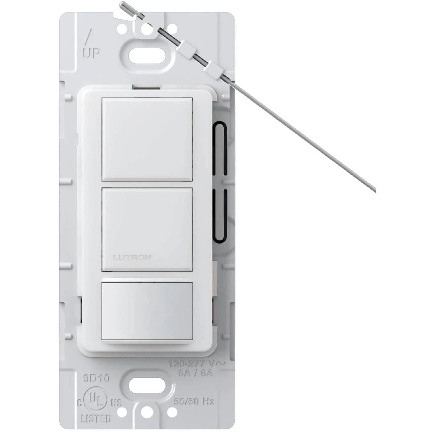 Lutron MS-OPS6-DDV-SW Maestro Dual Circuit Motion Dual Single Pole Sensor Switch - 6A Light/4.4A Fan - Ground or Neutral Required - 120-277V - Finish: Snow