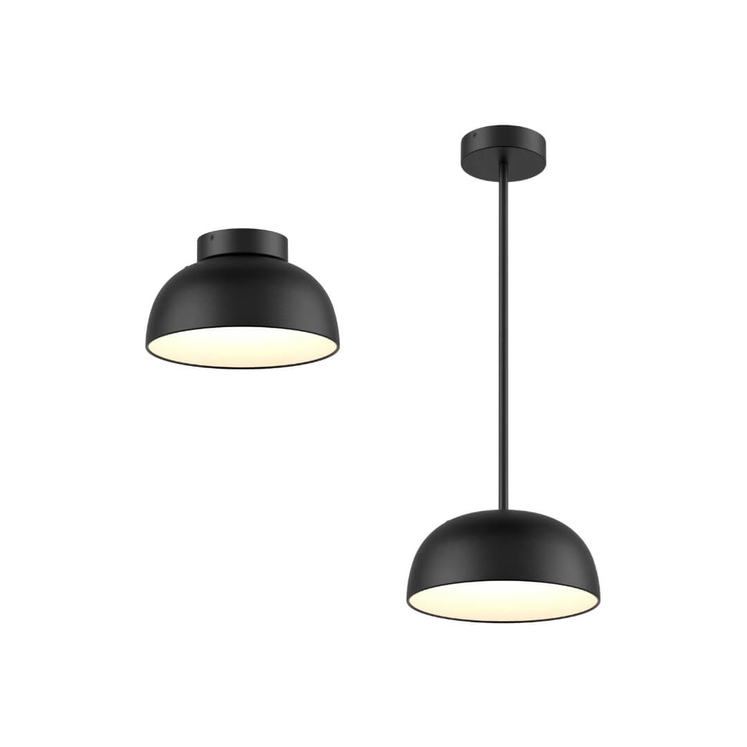 DALS Lighting NAPF12-CC-UNV-BK 12″ 2-in-1 Flush Mount and Pendant Ceiling Light - 120/277/347 - 20W - CCT: 5CCT - Finish: Black