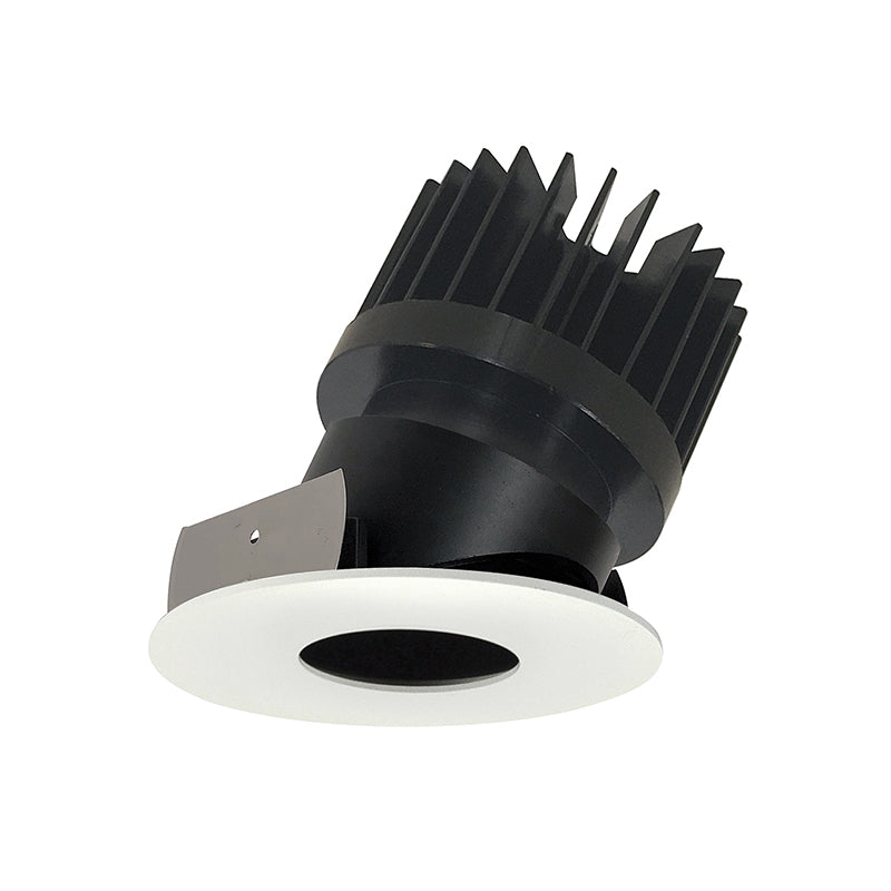 Nora Lighting NIO-4RPHACDXBMPW/HL 4" Iolite PLUS Recessed Round Adjustable Pinhole Trim - CCT: Comfort Dim (3100K-1800K) - Pinhole Finish: Black - Flange Finish: Matte Powder White