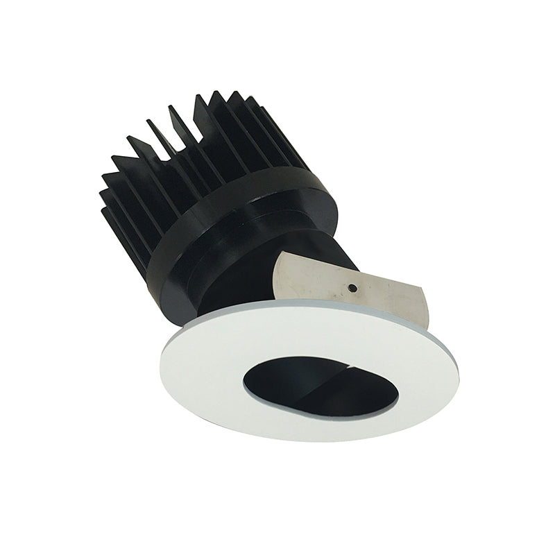 Nora Lighting NIO-4RSLA27XBMPW/10 4" Iolite PLUS Recessed Round Adjustable Slot Aperture Trim- CCT: 2700K - Pinhole Finish: Black - Flange Finish: Matte Powder White