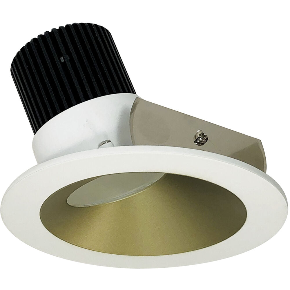 Nora Lighting NIO-4RWCDXCHMPW/HL 4" Iolite Round Wall Wash Reflector Trim - CCT: Comfort Dim - 28W - Reflector Finish: Champagne - Flange Finish: Matte Powder White