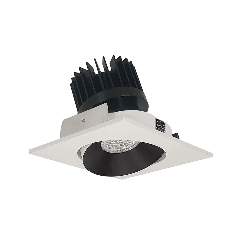 Nora Lighting NIO-4SCCDXBW/HL  4" Iolite LED Square Adjustable Cone Reflector - CCT: Comfort Dim - 28W - Reflector Finish: Black - Flange Finish: White