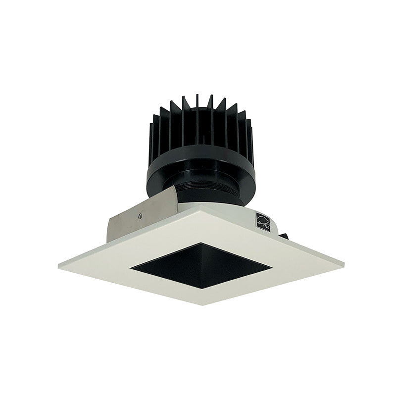 Nora Lighting NIO-4SNDSQ35XBMPW/10 4" Iolite Square Reflector with Square Aperture Trim - CCT: 3500K - 14W - Reflector Finish: Black - Flange Finish: Matte Powder White