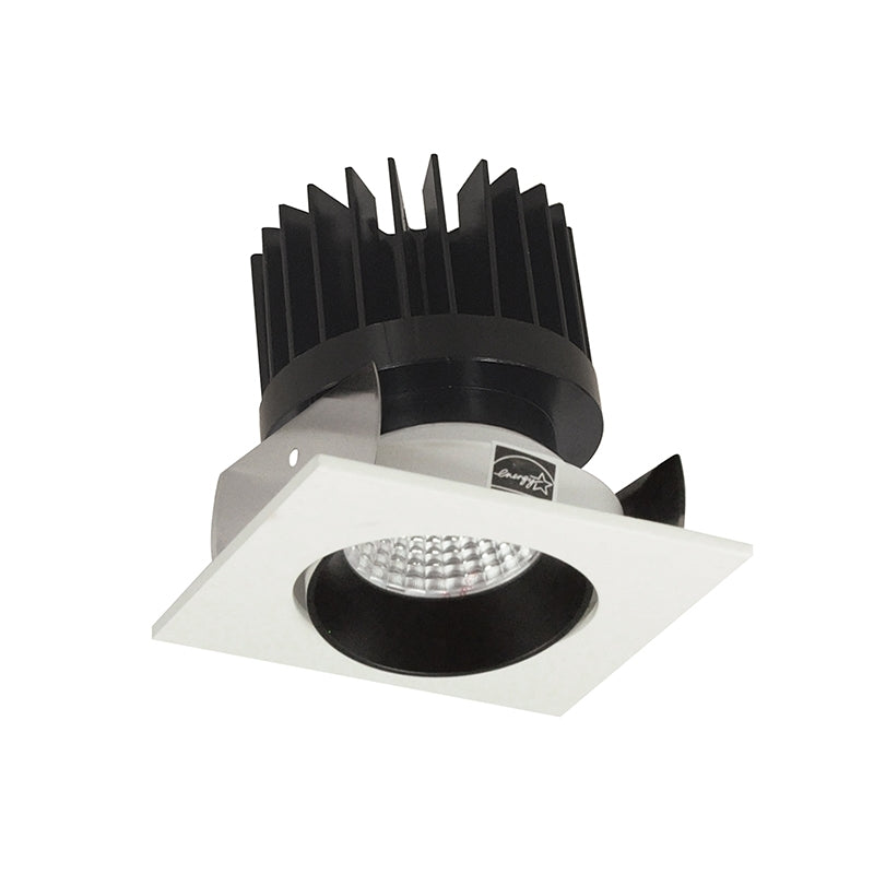 Nora Lighting NIOB-2SCCDXBW/HL 2" Iolite Square Adjustable Cone Reflector Trim - CCT: Comfort Dim - 28W - Reflector Finish: Black - Flange Finish: White