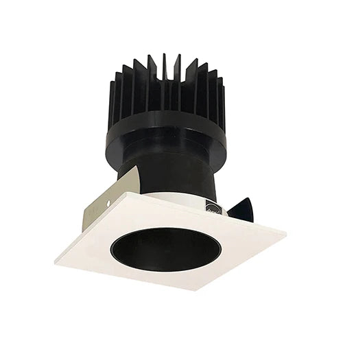 Nora Lighting NIOB-2SNDCCDXBW/HL 2" Iolite Square Reflector with Round Aperture Trim - CCT:  Comfort Dim - 28W - Reflector Finish: Black - Flange Finish: White