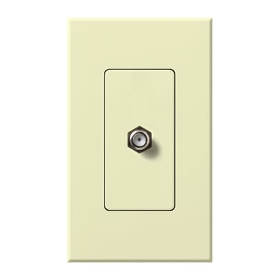 Lutron NT-CJ-AL Nova T Coaxial Cable Jack - F-Style - 75 Ohm Cable - Single Gang Wall Plate - Finish: Matte Almond