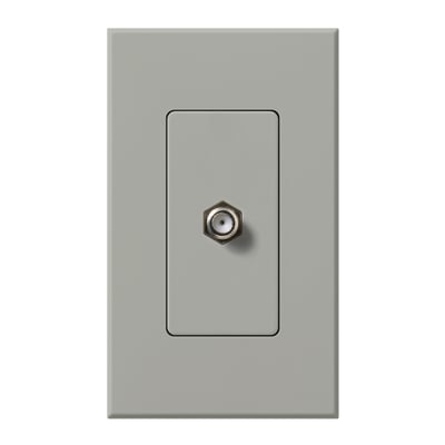 Lutron NT-CJ-GR Nova T Coaxial Cable Jack - F-Style - 75 Ohm Cable - Single Gang Wall Plate - Finish: Matte Gray