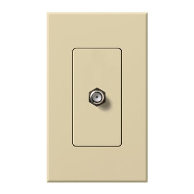 Lutron NT-CJ-IV Nova T Coaxial Cable Jack - F-Style - 75 Ohm Cable - Single Gang Wall Plate - Finish: Matte Ivory