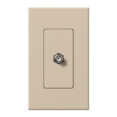 Lutron NT-CJ-TP Nova T Coaxial Cable Jack - F-Style - 75 Ohm Cable - Single Gang Wall Plate - Finish: Matte Taupe