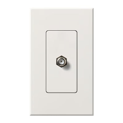 Lutron NT-CJ-WH Nova T Coaxial Cable Jack - F-Style - 75 Ohm Cable - Single Gang Wall Plate - Finish: Matte White