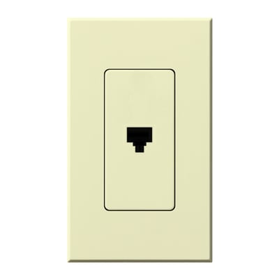 Lutron NT-PJ-AL Architectural Telephone Jack - 6-conductor - RJ11 - Single Gang Wall Plate - Finish: Matte Almond