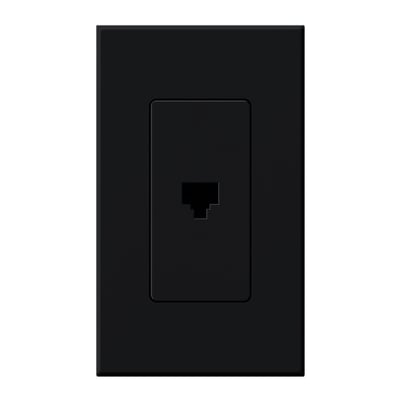 Lutron NT-PJ-BL Architectural Telephone Jack - 6-conductor - RJ11 - Single Gang Wall Plate - Finish: Matte Black