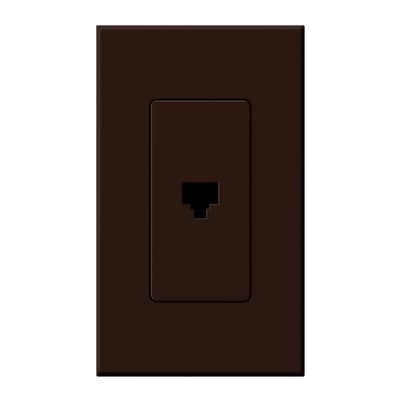 Lutron NT-PJ-BR Architectural Telephone Jack - 6-conductor - RJ11 - Single Gang Wall Plate - Finish: Matte Brown