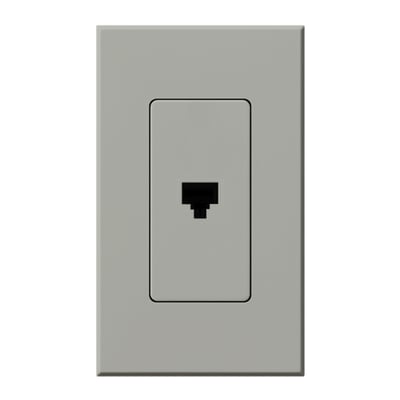 Lutron NT-PJ-GR Architectural Telephone Jack - 6-conductor - RJ11 - Single Gang Wall Plate - Finish: Matte Gray