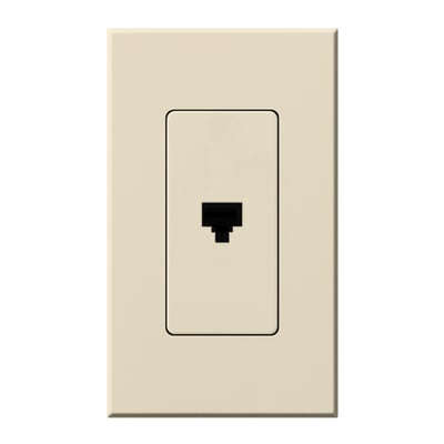 Lutron NT-PJ-LA Architectural Telephone Jack - 6-conductor - RJ11 - Single Gang Wall Plate - Finish: Matte Light Almond