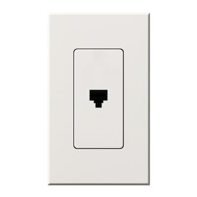 Lutron NT-PJ-WH Architectural Telephone Jack - 6-conductor - RJ11 - Single Gang Wall Plate - Finish: Matte White
