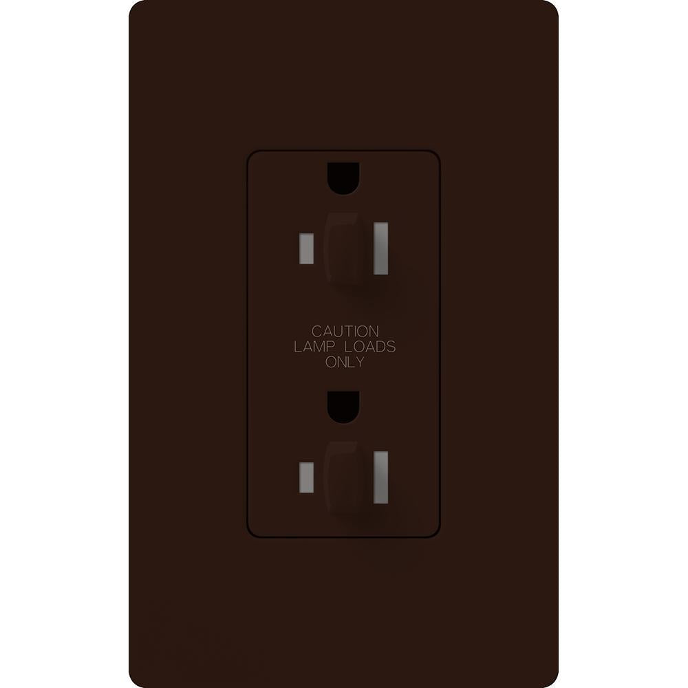 Lutron NTR-20-DDTR-BR Architectural 20A Dual Dimming - Tamper Resistant - Duplex Receptacle - 125V - Finish: Matte Brown