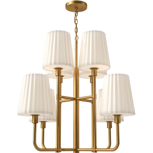 Alora Mood CH628830AGOP Plisse 8 Light 30 inch Aged Gold Chandelier Ceiling Light