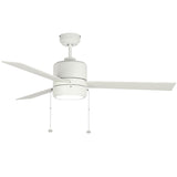 Westgate WFL-115-PC-3B-52-MCT-WH-WH 52 Inch 5-Blade Ceiling Fan/Light Selectable 3000K/4000K/5000K 19W Integrated LED Pull Chain White/White Blades