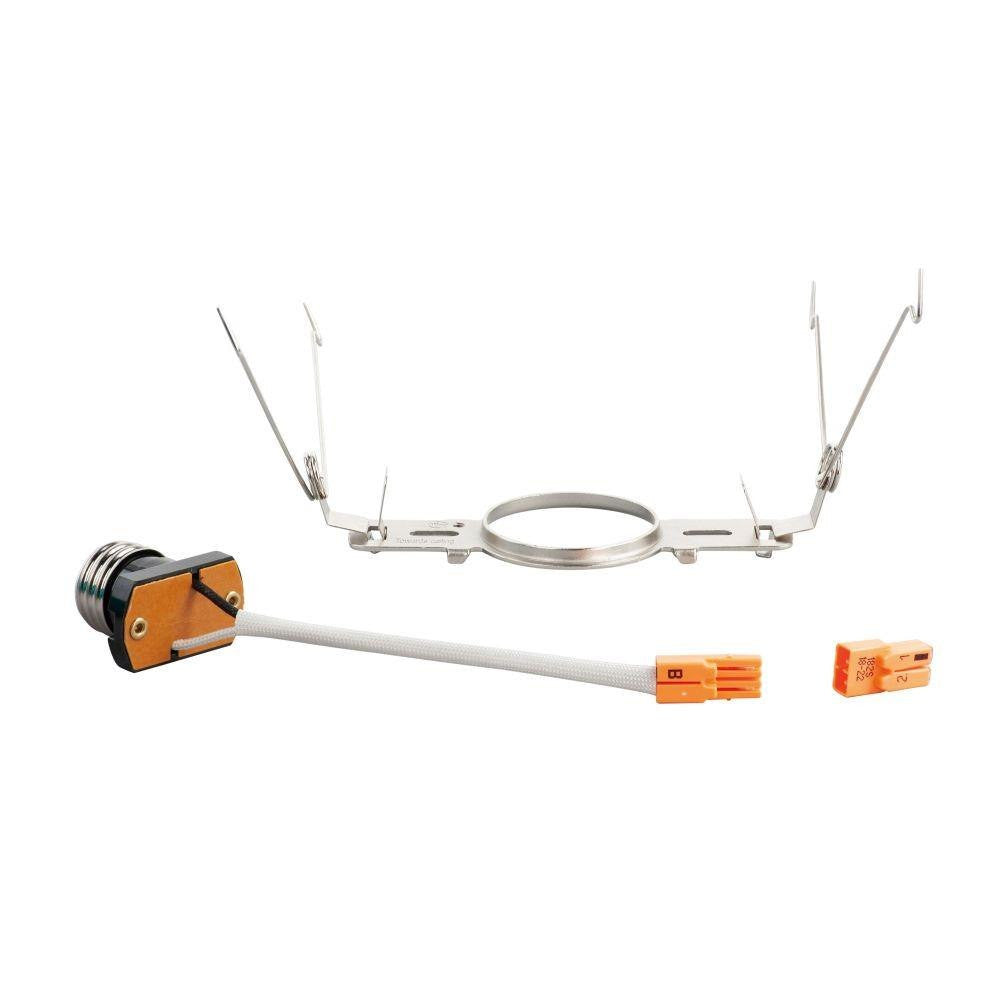 Maxim Lighting RFK5762 White Retro Fit Bracket with socket, spring clip mounting frame, and wire connectors for 5762 recessed lighting