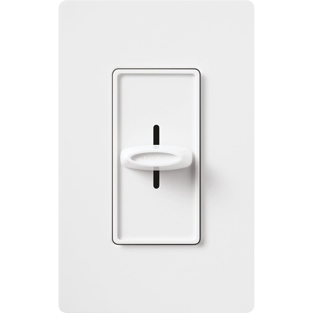 Lutron S-1000H-WH Skylark Slide-To-Off Dimmer - 1000W - Incandescent/Halogen Only - Single Pole - Finish: Matte White