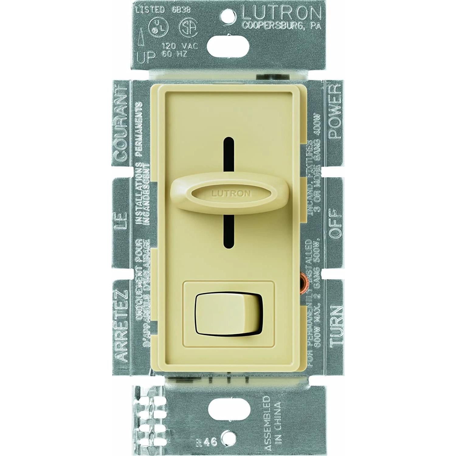 Lutron S-10PH-IV Skylark Preset Dimmer with On/Off Switch - 1000W - Incandescent/Halogen Only - Single Pole - Finish: Matte Ivory