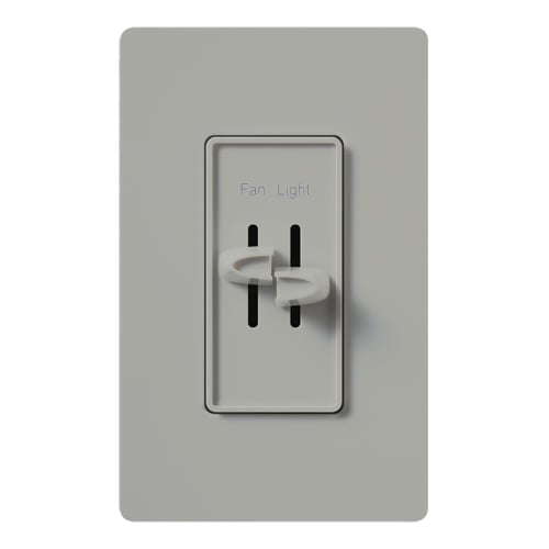 Lutron S2-LF-GR Skylark Dual Dimmer Switch and Fully Variable Fan Control - 300W Incandescent/Halogen - No Neutral Required - Finish: Matte Gray