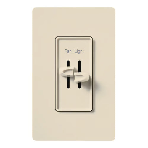 Lutron S2-LF-LA Skylark Dual Dimmer Switch and Fully Variable Fan Control - Light Control: 300 W 1-Pole Dimmer  Color: Light Almond