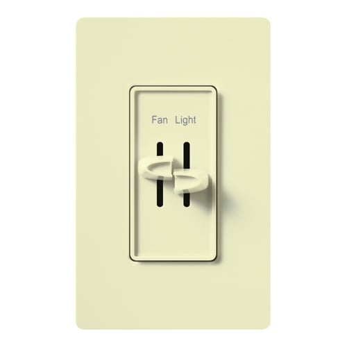 Lutron S2-LFH-AL Skylark Dual Dimmer Switch and Fully Variable Fan Control - 300W Incandescent/Halogen - No Neutral Required - Finish: Matte Almond