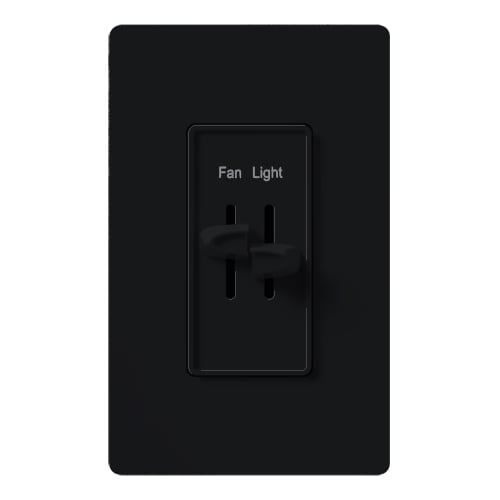 Lutron S2-LFH-BL Skylark Dual Dimmer Switch and Fully Variable Fan Control - 300W Incandescent/Halogen - No Neutral Required - Finish: Matte Black