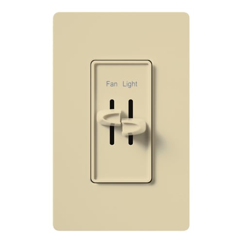 Lutron S2-LFH-IV Skylark Dual Dimmer Switch and Fully Variable Fan Control - 300W Incandescent/Halogen and 2.5A Fan - Finish: Matte Ivory