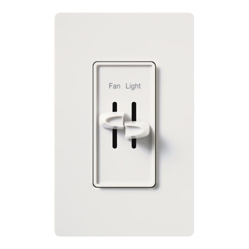 Lutron S2-LFH-WH Skylark Dual Dimmer Switch and Fully Variable Fan Control - 300W Incandescent/Halogen and 2.5A Fan - Finish: Matte White