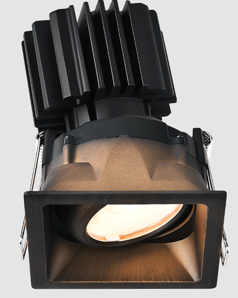 Lotus LED Lights L3G-SRT-BR-RF50-3K95 Tangra 3″ Gimbal Square Recessed Thin Bronze Trim, Reflector Frosted Glass, Beam Angle 50°, Color Temperature 30K, CRI95