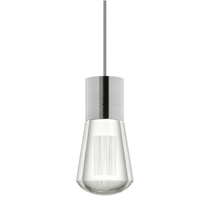 Visual Comfort Architectural 700TDALVPMCYS-LEDWD Modern Sean Lavin Alva 3.6" 1-Light LED Chandelier Ceiling Light - CCT: 3000K-2200K - Cord Color: Gray - Finish: Satin Nickel