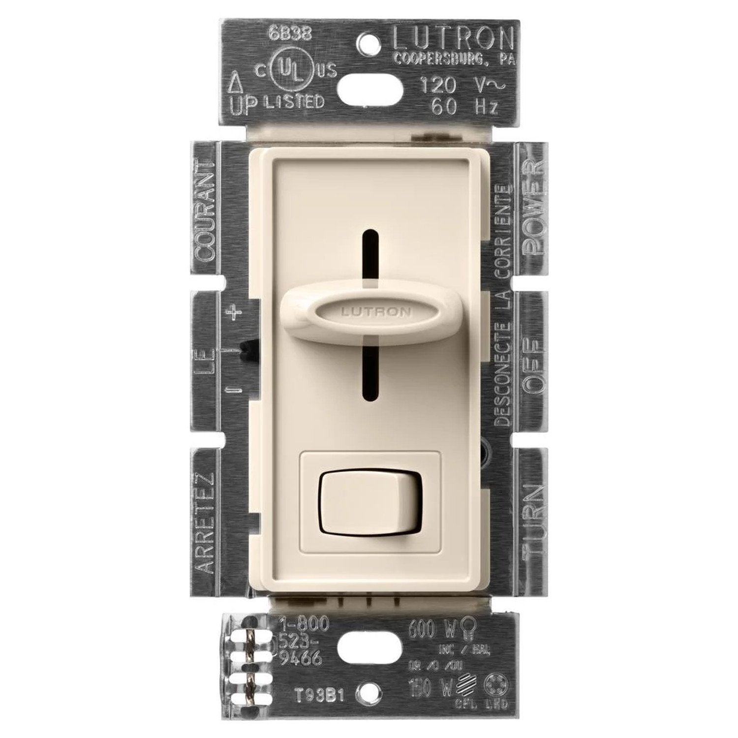 Lutron SCL-153PH-LA Skylark LED Dimmer Switch - 150W LED or 600W Inc/Hal - 120V - Single Pole/3 Way - Finish: Matte Light Almond