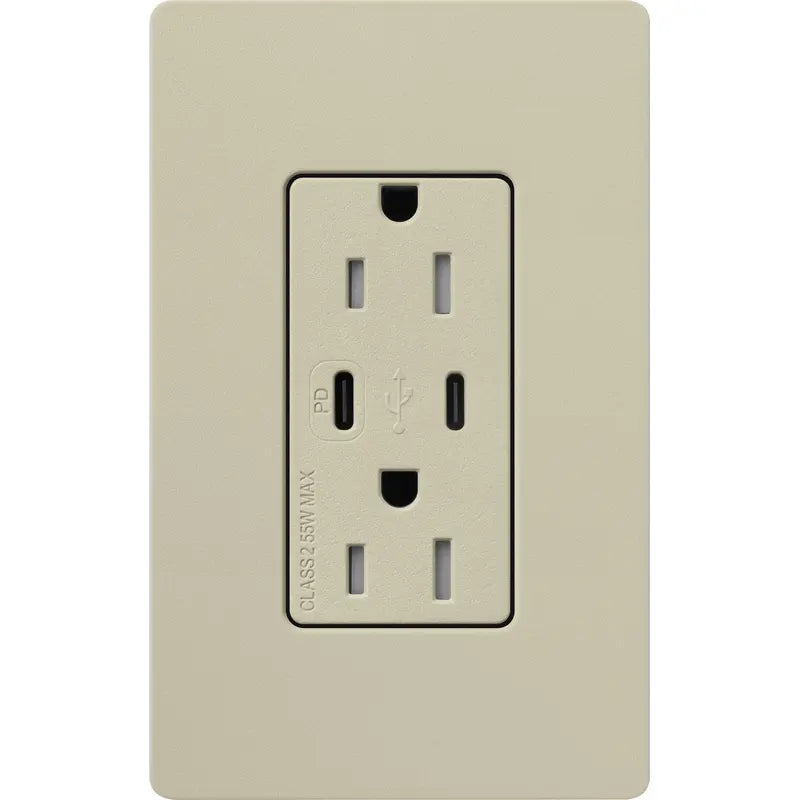 Lutron SCR-15-CCTR-CY Claro 15A Tamper-Resistant USB Type C Duplex Receptacle - Finish: Clay