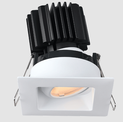 Lotus LED Lights L3G-SRW-WH-RS20-5C95 Tangra 3″ Gimbal Square Recessed Wide White Trim, Reflector Semi-Frosted Glass, Beam Angle 20°, Multi-Color Temperature, CRI95