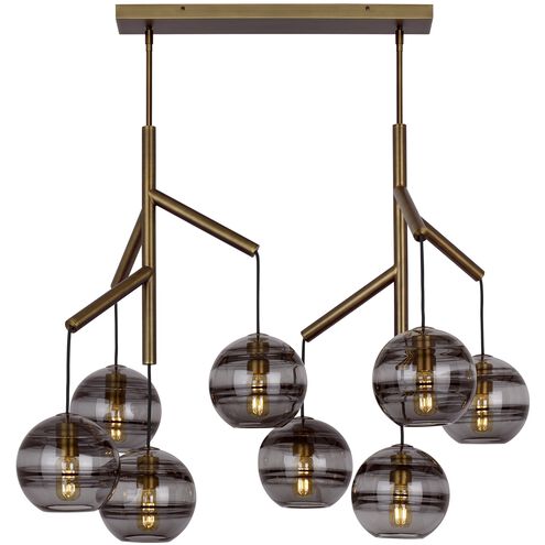 Visual Comfort Modern Collection 700SDNMPL2KR-LED927 Sean Lavin Sedona 8 Light 24.5" Transparent Smoke Glass Chandelier 2700K Aged Brass