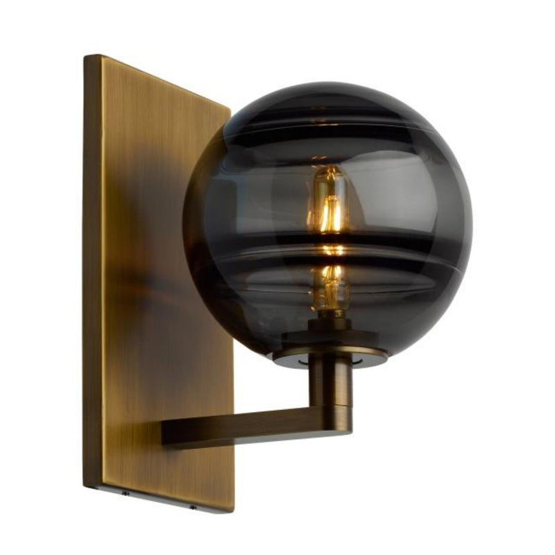 Visual Comfort Architectural 700WSSDNKR Modern Sean Lavin Sedona 1 Light 7.2 inch Wall Sconce Wall Light in Transparent Smoke Glass - No Lamp Included - Finish Aged Brass