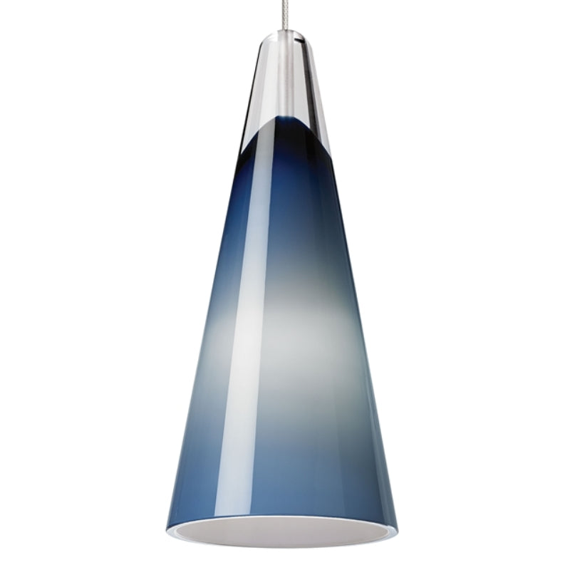 Visual Comfort Architectural 700MOSLNUC Selina 4" Low Voltage Pendant Chrome, Steel Blue Glass Shade, Monorail System