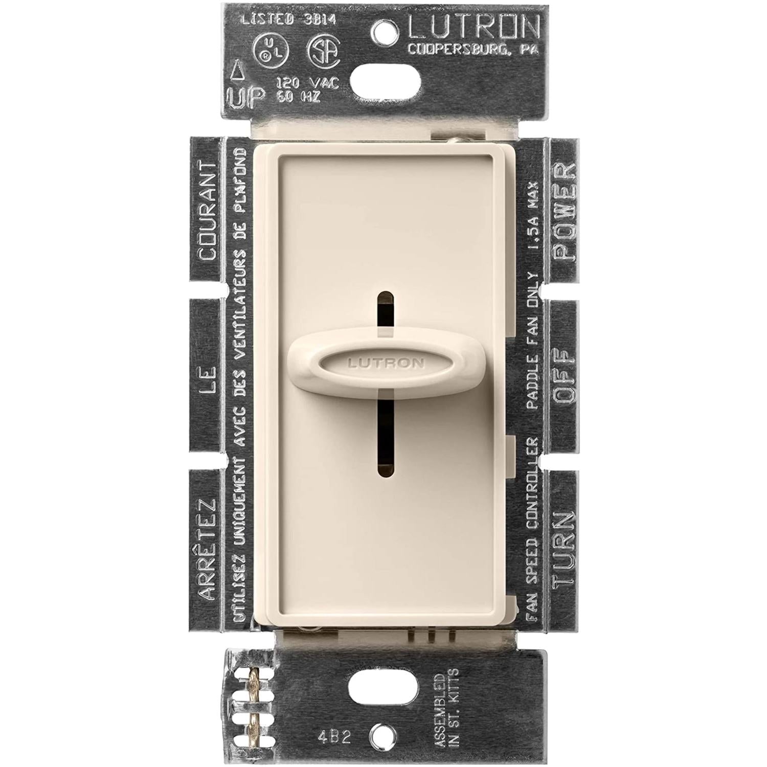 Lutron SFSQ-FH-LA Skylark Quiet 3-Speed Fan Control - 1.5A 3-Speed Ceiling Fan - 120V - Single Pole/3 Way- Finish: Matte Light Almond