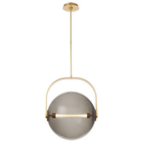 Visual Comfort Modern Collection SLPD10327TSMNB Sean Lavin Fues 17.7 Inch Natural Brass LED Pendant 14.4W 2700K Transparent Smoke Glass