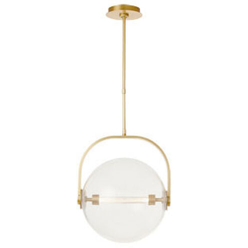 Visual Comfort Modern Collection SLPD10427CNB Sean Lavin Fues 14.8 Inch Natural Brass LED Pendant 14.4W 2700K Clear Glass