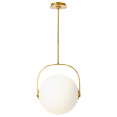 Visual Comfort Modern Collection SLPD10427OPNB Sean Lavin Fues 14.8 Inch Natural Brass LED Pendant 14.4W 2700K Opal Glass