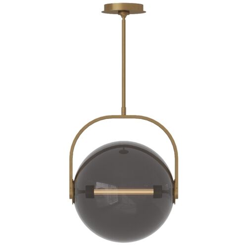 Visual Comfort Modern Collection SLPD10427TSMNB Sean Lavin Fues 14.8 Inch Natural Brass LED Pendant 14.4W 2700K Transparent Smoke Glass
